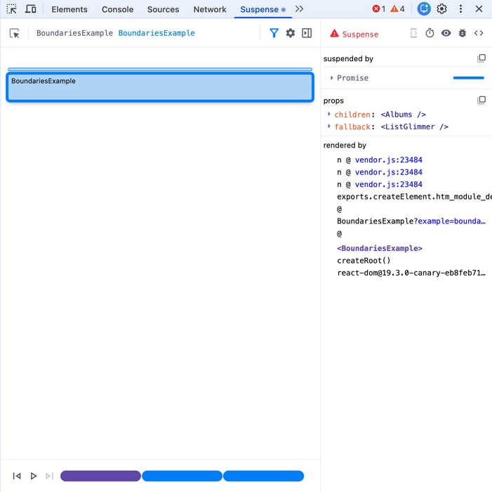 Nested Suspense boundaries in the panel map.